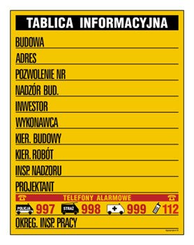 OA088 Tablica budowlana informacyjna (kolorowa)
