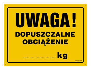 OA139 Uwaga! Dopuszczalne obciążenie