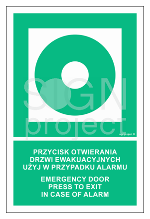 AC083 Przycisk otwierania drzwi ewakuacyjnych. Użyj w przypadku alarmu / Emergency door. Press to exit in case of alarm