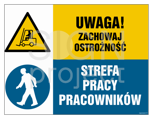 GM027 Uwaga! Zachowaj ostrożność. Strefa pracy pracowników