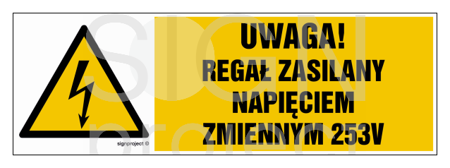 HB025 Uwaga regał zasilany napięciem zmiennym 253 V