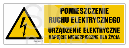 HB026 Pomieszczenie ruchu elektrycznego urządzenie elektryczne napięcie niebezpieczne dla życia