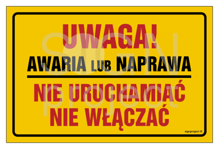 NC006 Uwaga! Awaria lub naprawa. Nie uruchamiać