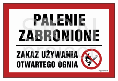 NC010 Palenie zabronione - zakaz używania otwartego ognia