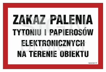 NC086 Zakaz palenia tytoniu i papierosów elektronicznych na terenie obiektu