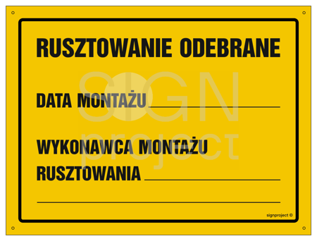 OA136 Rusztowanie odebrane Data montażu wykonawca montażu rusztowania