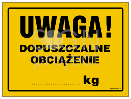 OA139 Uwaga! Dopuszczalne obciążenie