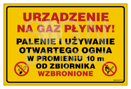 JD053 Urządzenie na gaz płynny! Palenie i używanie otwartego ognia w pr. 10 m od zbiornika wzbronione