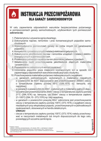 DB022 Instrukcja przeciwpożarowa dla garaży samochodowych