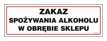 NC015 Zakaz spożywania alkoholu w obrębie sklepu