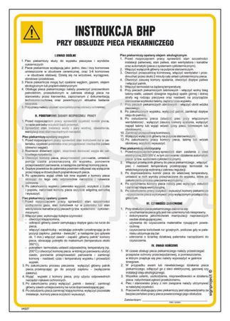 IAG27 Health and safety instructions for operating a baking oven