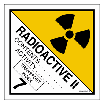 MB008 Radioactive materials in a package - a sheet of 12 stickers