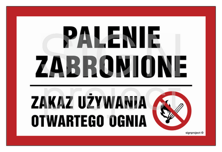 NC010 Palenie zabronione - zakaz używania otwartego ognia