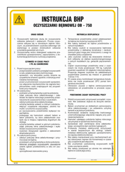 IAC30 Safety instructions for the OB 750 A drum blast machine