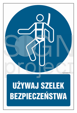 GL011 Używaj szelek bezpieczeństwa - opakowanie 10 sztuk