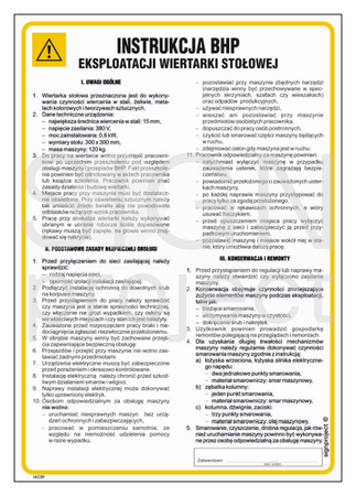 IAC09 Instrukcja BHP eksploatacji wiertarki stołowej