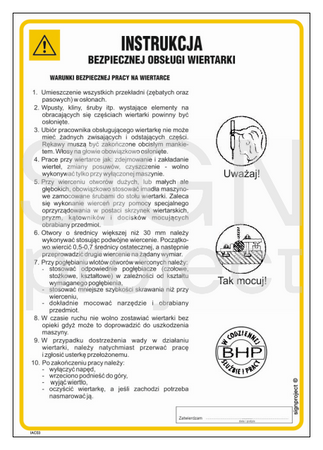 IAC03 Instrukcja bezpiecznej obsługi wiertarki