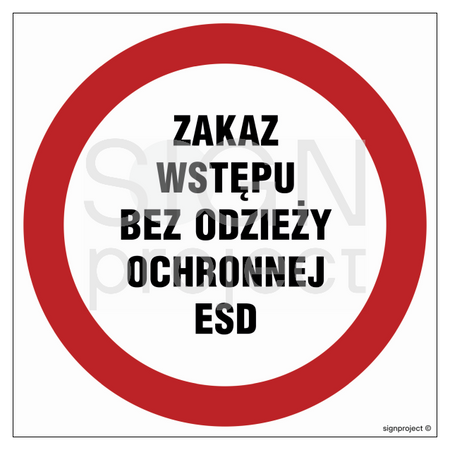 GB041 Zakaz wstępu bez odzieży ochronnej ESD