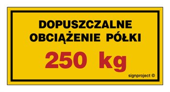 NC118 Permissible shelf load 250 kg - sheet of 6 stickers