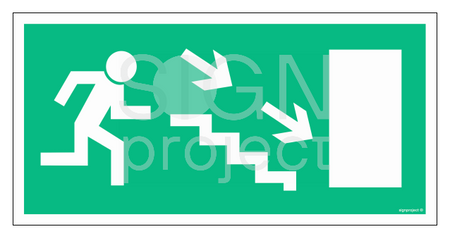 AC017 Wyjście ewakuacyjne w prawo schodami w dół