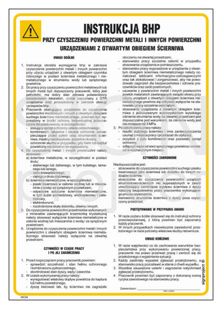 IAC34 Health and safety instructions for cleaning metal surfaces and other surfaces with devices with both open