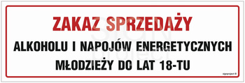NC144 Zakaz sprzedaży alkoholu i napojów energetycznych młodzieży do lat 18-tu