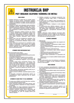 IAC36 Health and safety instructions for the use of a belt sander for metals