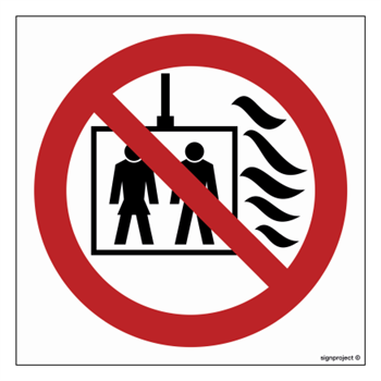 BB021 Nie używać dźwigu w przypadku pożaru - arkusz 12 naklejek