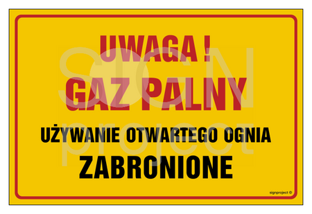 JD045 Uwaga! Gaz palny. Używanie otwartego ognia zabronione