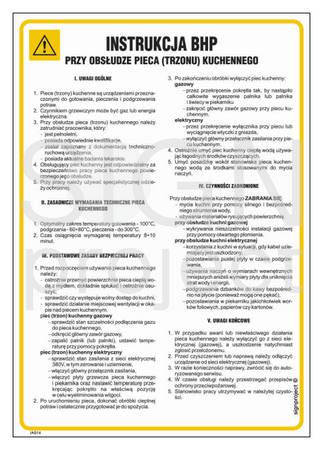 IAG14 Health and safety instructions for the use of a kitchen stove (shaft).