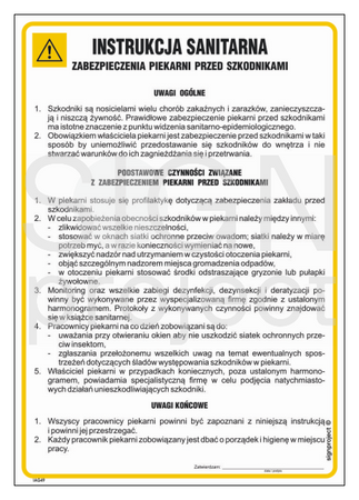 IAG49 Instrukcja sanitarna zabezpieczenia piekarni przed szkodnikami