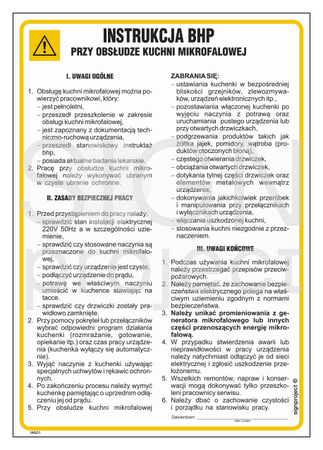 IAG31 Occupational health and safety instructions when using a microwave oven