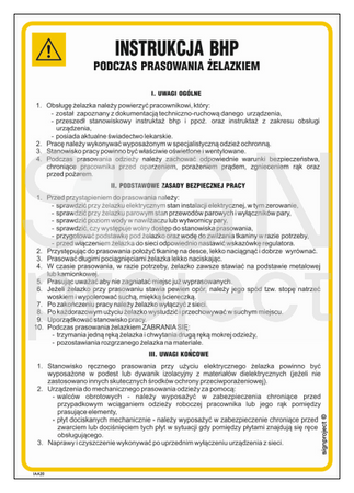 IAA20 Safety instructions for ironing