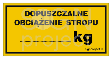 NC081 Dopuszczalne obciążenie stropu .......kg - arkusz 6 naklejek