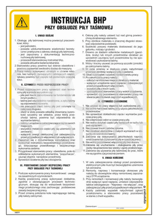 IAB19 Occupational health and safety instructions for operating a band saw