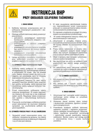 IAB03 Instrukcja BHP przy obsłudze szlifierki taśmowej