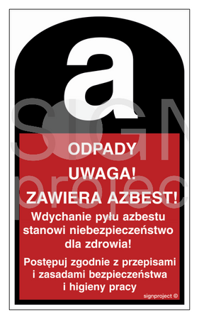 LC004 Uwaga! Zawiera azbest - arkusz 15 naklejek