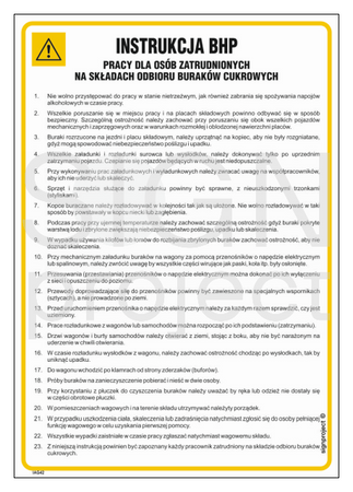 IAG42 Instrukcja BHP dla osób zatrudnionych na składach odbioru buraków cukrowych