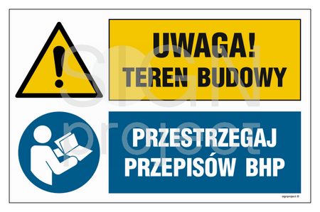 OI043 Uwaga! teren budowy, Przestrzegaj przepisów BHP