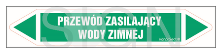 JF383 PRZEWÓD ZASILAJĄCY WODY ZIMNEJ - arkusz 5 naklejek
