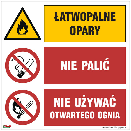 GO003 Łatwopalne opary Nie palić Nie używać otwartego ognia - Stopka SAP