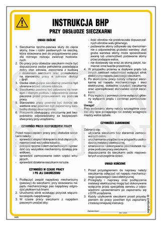IAI08 Occupational health and safety instructions for the operation of the forage harvester