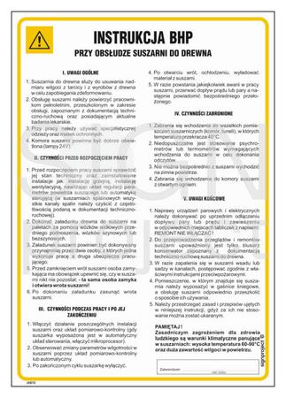 IAB10 Occupational health and safety instructions for operating a wood dryer