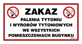 NC109 Zakaz palenia we wszystkich pomieszczeniach