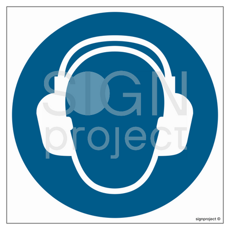 GJ003 Mandatory hearing protection - sheet of 9 stickers