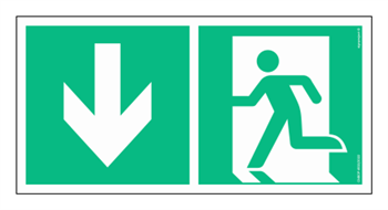 AE094 Direction to emergency exit down left