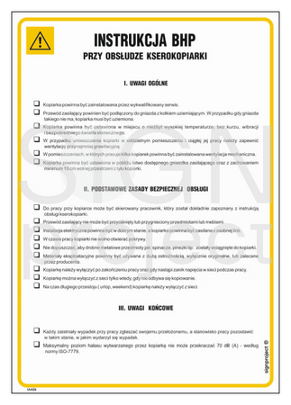 IAA06 Occupational health and safety instructions for using the photocopier