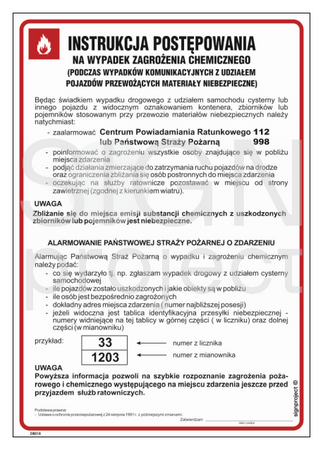 DB018 Instrukcja postępowania na wypadek zagrożenia chemicznego