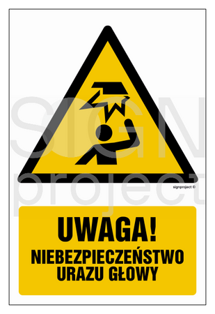 GF017 Caution - head injury hazard - pack of 10