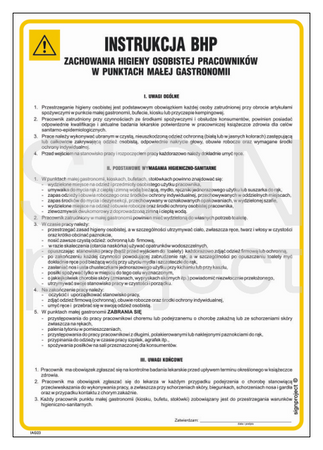 IAG23 Health and safety instructions for maintaining personal hygiene of employees in small catering outlets